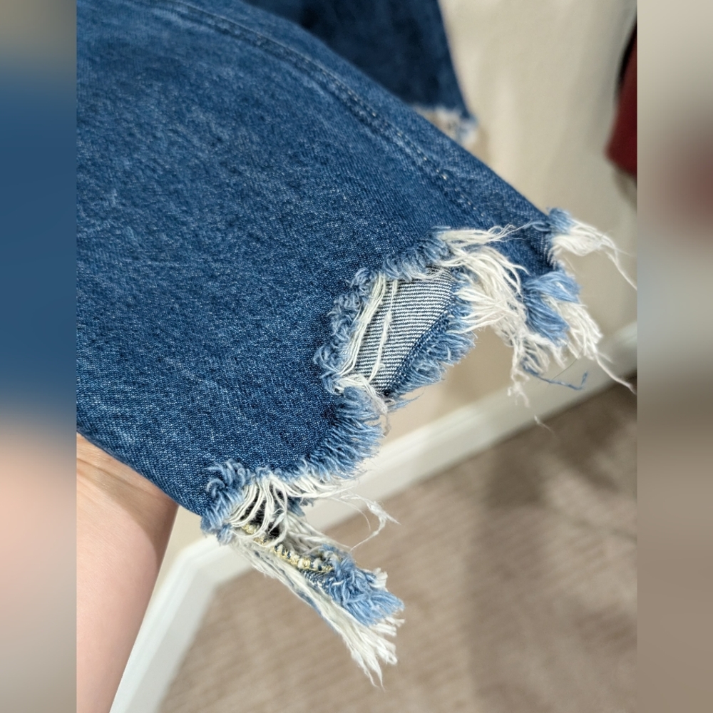 We The Free Mid Rise Straight Leg Distressed Jeans In Sequoia Blue - Picture 5 of 8